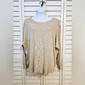 Liz Claiborne 3X Cream Lightweight Knit Sweater with Embellishments